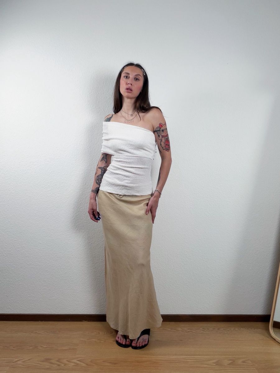 Gonne: Vintage beige linen maxi skirt – Usato da Knonau venduto da Grapesvintage