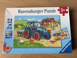 Ravensburger Puzzle "Traktor & Bagger", 2 x 12 Teile