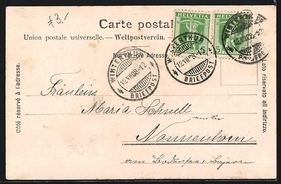 Cartoline postali: AK Winterthur, Inneres Lindt, 1908 – Usato da Berlin venduto da bartko-reher 1