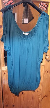 Damen Shirt mit Ausschnitt gr 50 Petrol