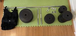 Fitness-Equipment – Langhantelstange, Gewichtsscheiben, Kurz