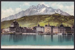 Luzern Teilansicht mit Bahnhof und Pilatus