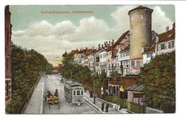 Schaffhausen - Stadt - Grabenstrasse - Tram - Fuhrwerk  1907