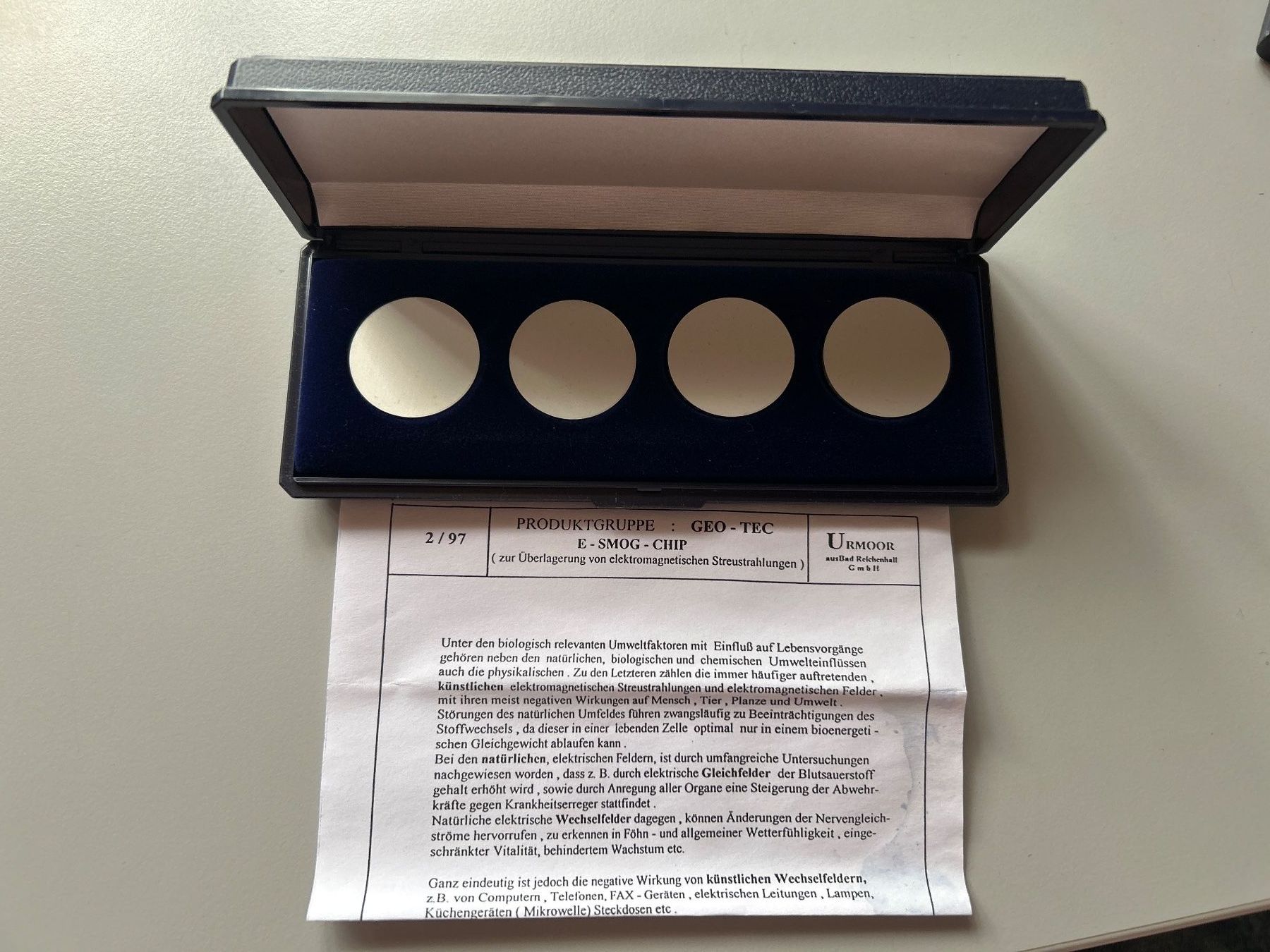Medizinische Geräte: Urmoor GEO-TEC E-Smog-Chip, 4 Stk. Originalverpackt! – Neu und originalverpackt aus Villnachern von RicardoMary
