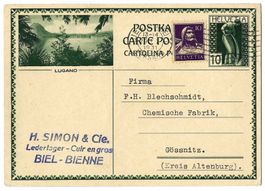 1931 Bildpostkarte Nr. 122-019 Bild LUGANO, gest Biel/Bienne