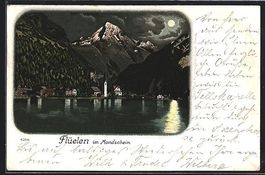 Litho Flüelen, Panorama im Mondschein