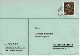 Brief, J. Jucker Weberei Grünthal - Saland