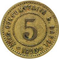 Schweiz Basel Messing Jeton Allg. Consumverein 1923