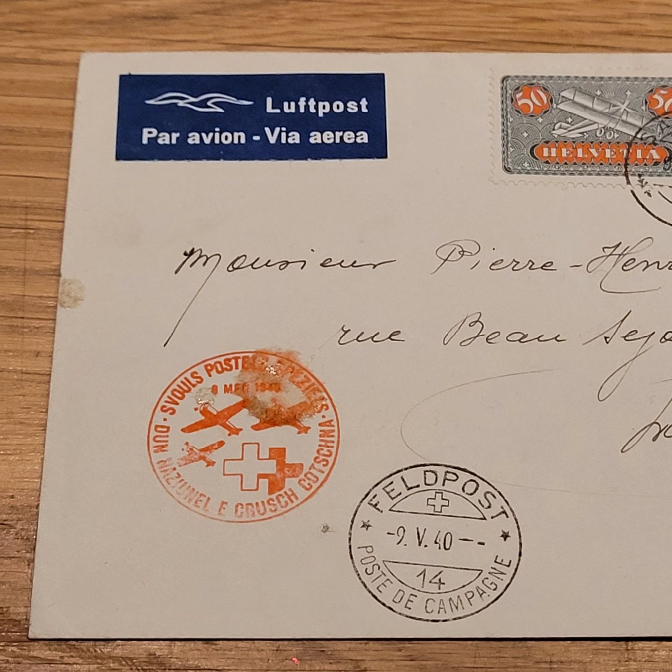 Tous les timbres: Luftpost Brief 1940 Feldpost 14 Lausanne Samaden – D'occasion à Biel/Bienne par Destockweb 1