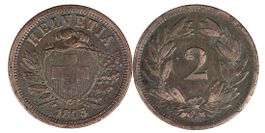 2 Rappen von 1875 (schön bis sehr schön). Ab 1.--