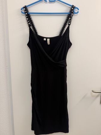 Bodyflirt Schwarzes Kleid mit Perlenverzierung Gr. 40/ 42