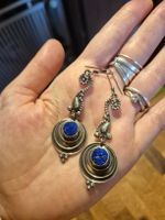 925 Silber Ohrringe mit Lapislazuli Ethno Hippie