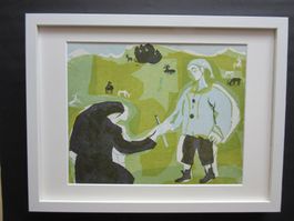 HANNS STUDER HOLZSCHNITT 1950/60 MIT PASSEPARTOUT 30X40CM