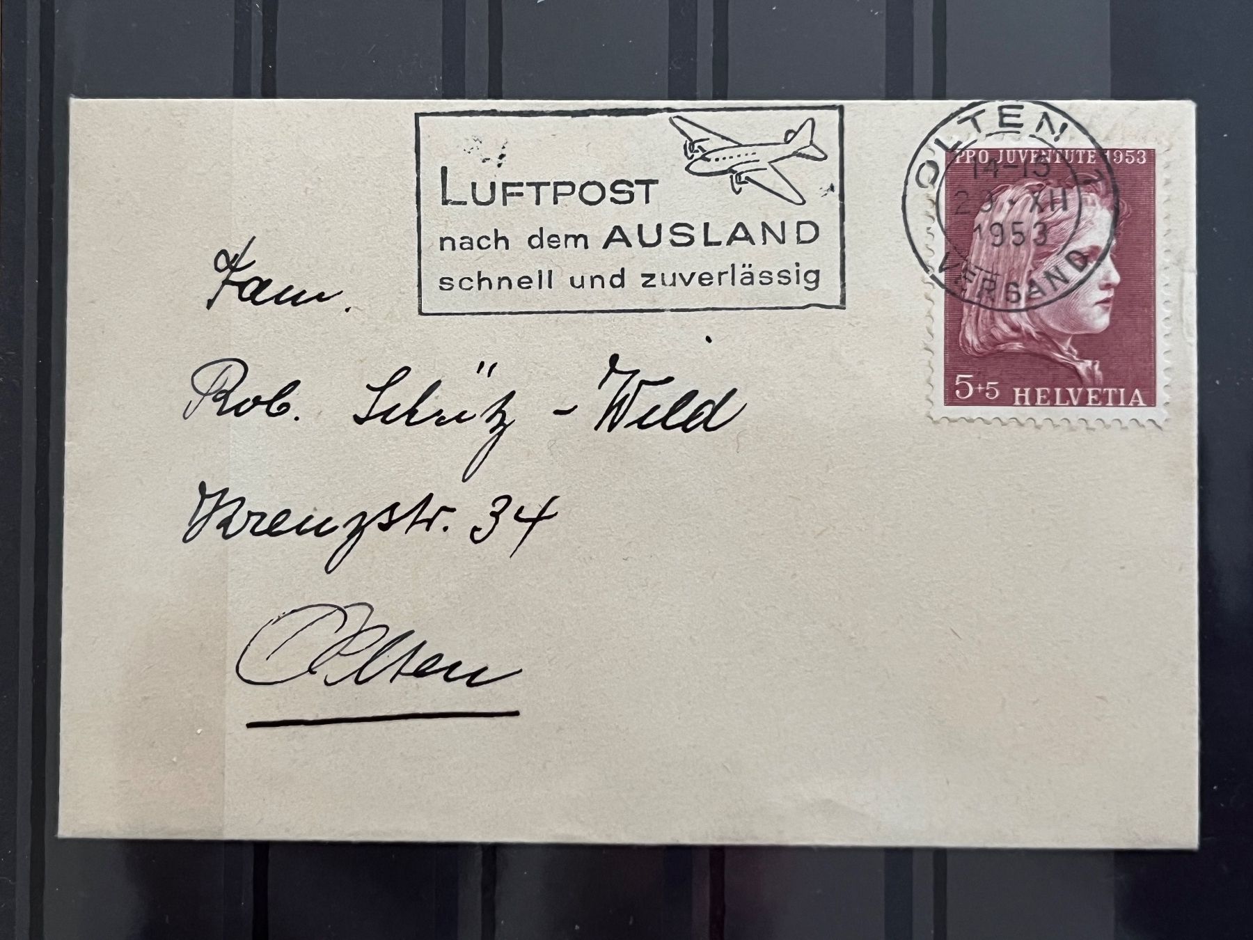 Tutti i francobolli: Briefchen Pro Juventute, 1953, mit Stempel Luftpost – Usato da Romanshorn venduto da luxcollect