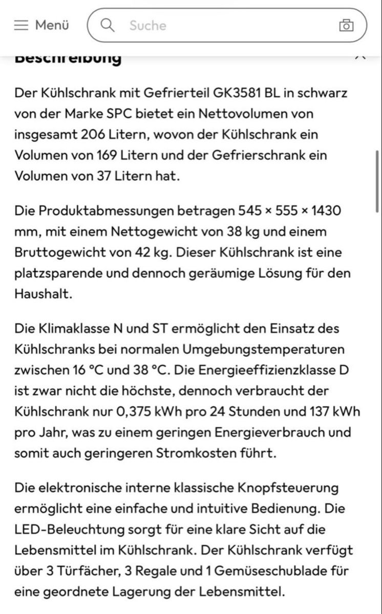 SPC Frigoriferi: Kühlschrank mit Gefrierfach SPC 206L – Usato da Dübendorf venduto da Avigeek 6