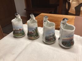 Pots à crème avec chat 4 pièces différentes en lot bon état