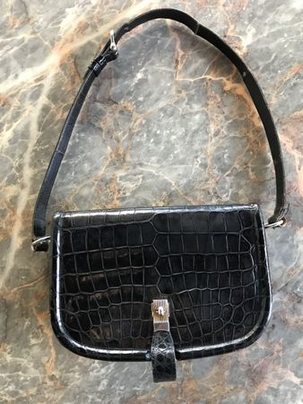 Vintage - Umhängetasche 👝 Leder Krokoprägung