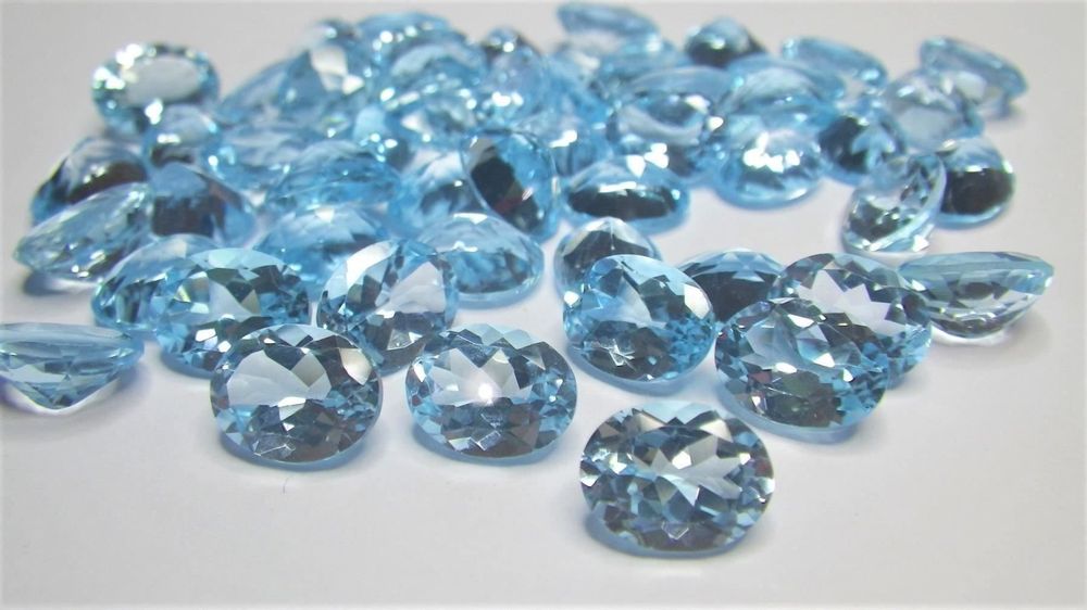 Topazes Bleues Calibrées 7x5 Mm - 1 Offerte Pour 4 Achetées, Naturelles Du Brésil