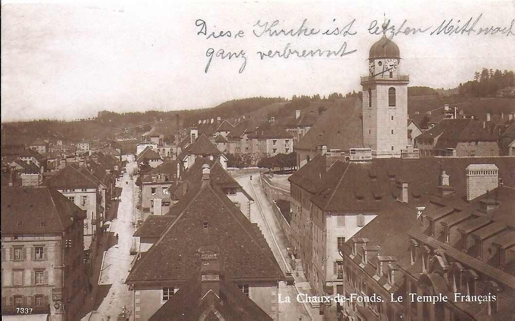 Ansichtskarten: CHAUX - de - FONDS, le temple – Gebraucht aus Les Verrières von Scampi0