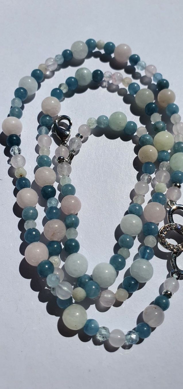 Catenine: Quarz und Morganit mit Blau Chalcedony – Nuovo (secondo la descrizione) da Benglen venduto da Meercat3 5