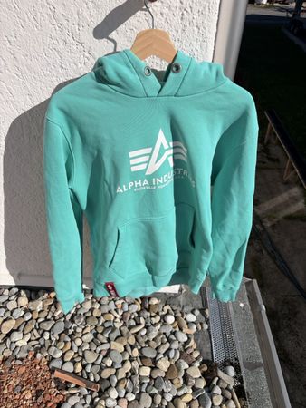Kapuzenpullover Alpha Industries grün gebraucht Zustand