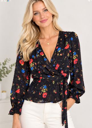 Chemisier The Kooples soie noir fleurs S
