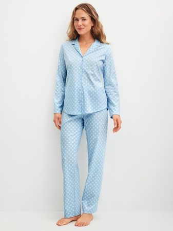 🩵CALIDA🩵 Lovely Nights Pyjama Durchgeknöpft Blau M 44/46