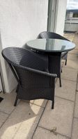 Rattan Bistro Set Black Glass Table Used Condition
