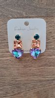 magnifiques boucles d'oreilles cristal coeur bleu