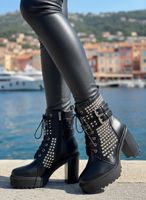 Ankle Boots Stiefeletten schwarz mit Nieten Gr 41 Neu OVP