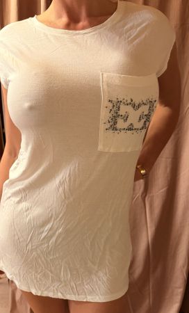 Escada White Label T-Shirt/Kleid weiss mit Brusttasche