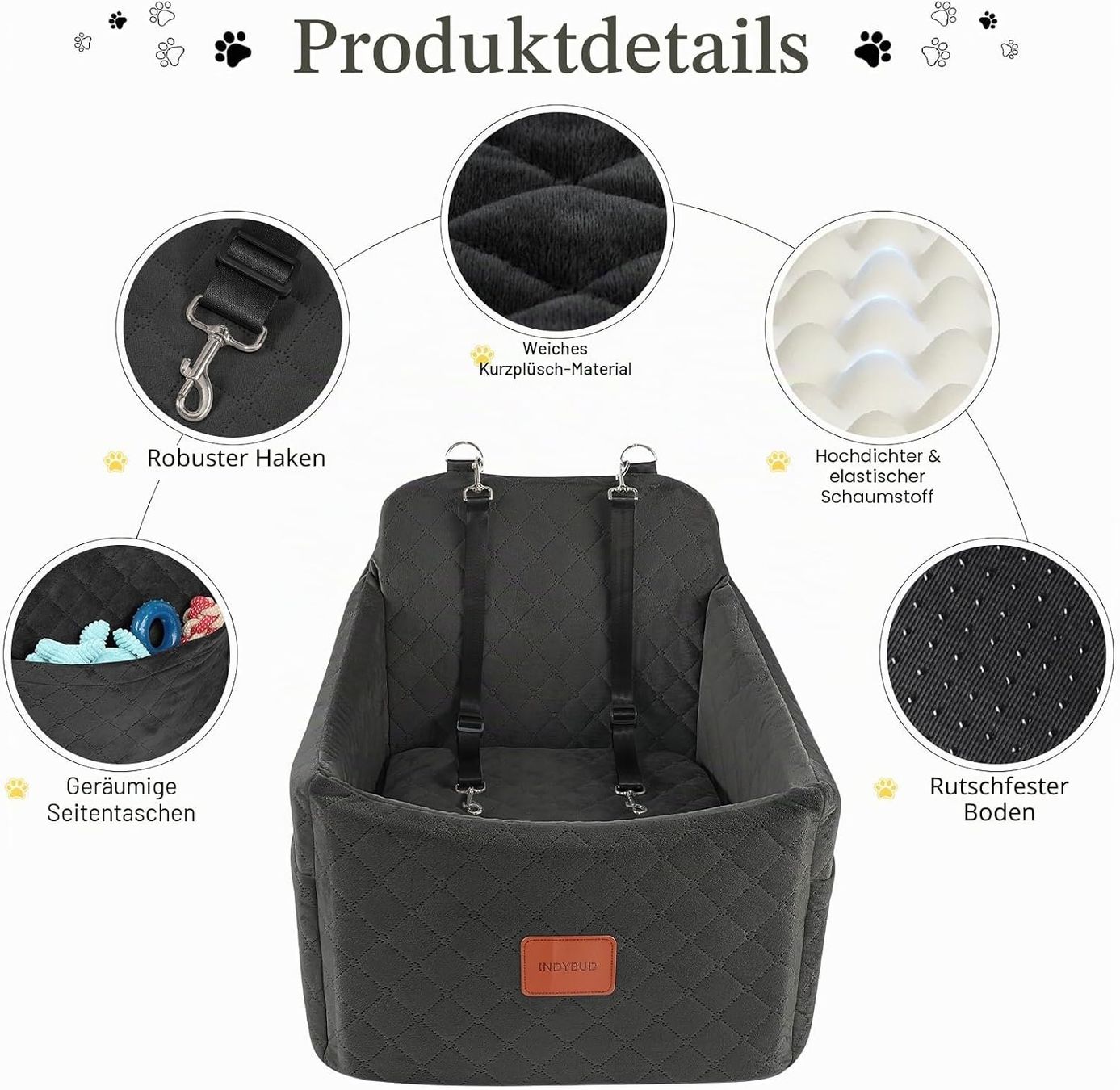 Niches, paniers: Hunde Autositz Memory Foam Waschbar mit Sicherheitsleine – Neuf avec emballage d'origine à Schaffhausen par Alvora 3
