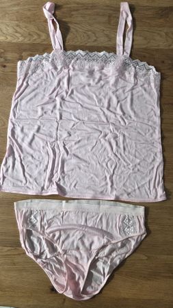 Damen Seide Neglijee Set Gr. 38-40 Pink. Neu