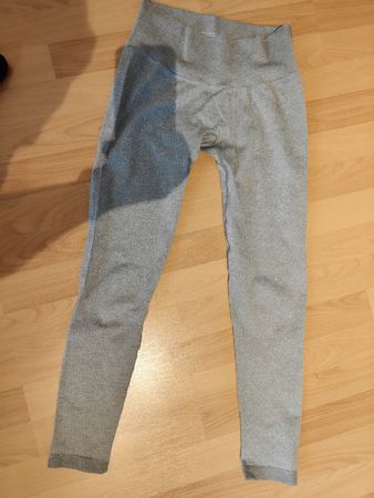Damen Leggings grau gerippt Sport Fitness guter Zustand