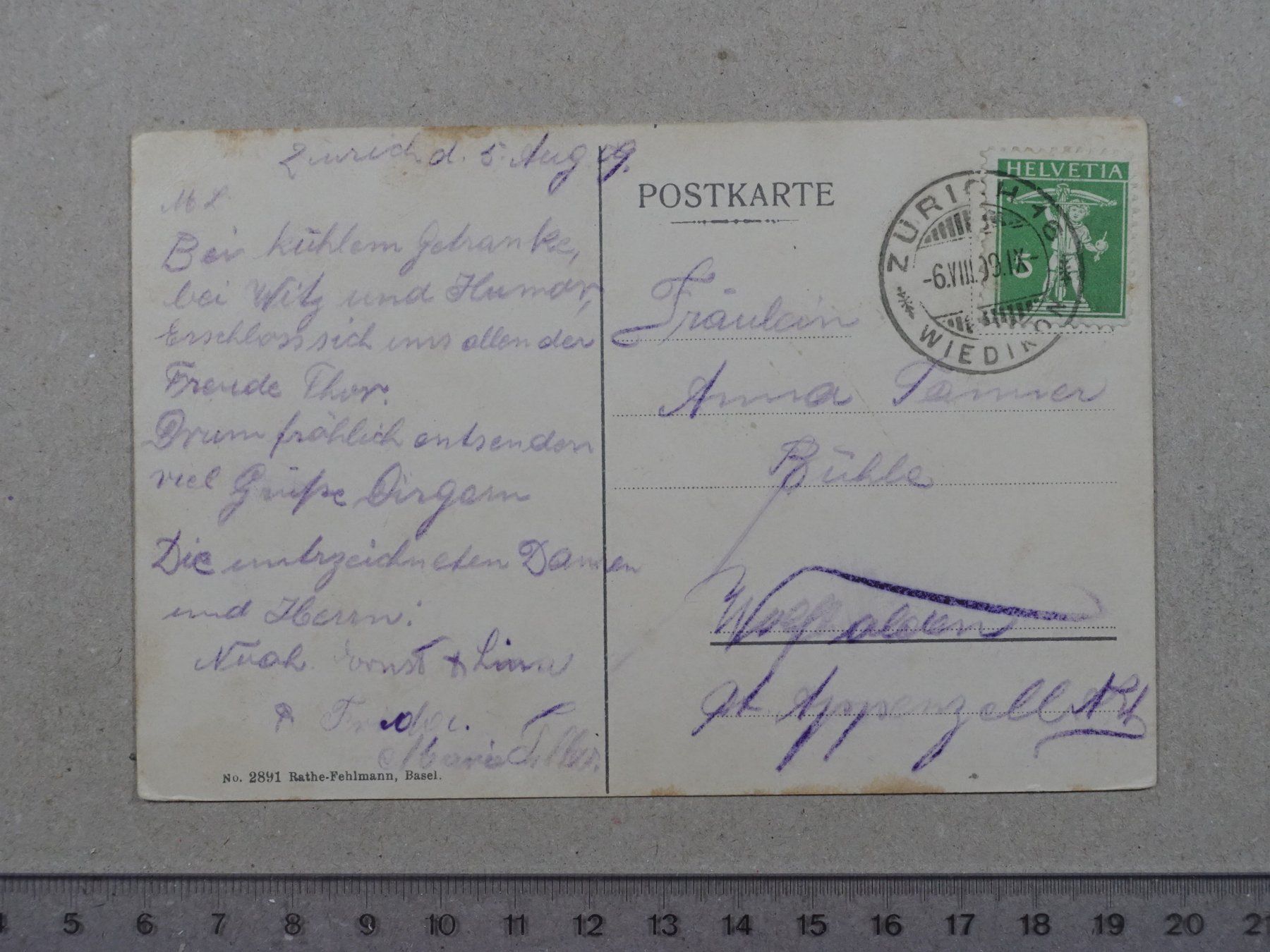 Ansichtskarten: Zürich und die Alpen, 1909 – Gebraucht aus Lenzburg von fh1 1