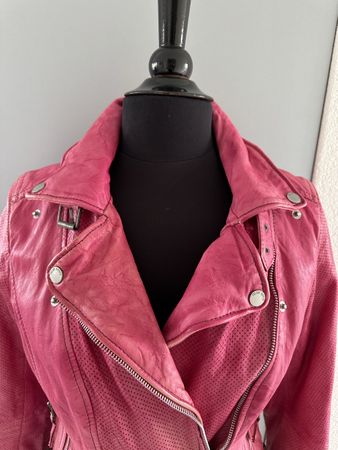 Echtleder Bikerjacke, pink, Freaky Nation, Gr. L