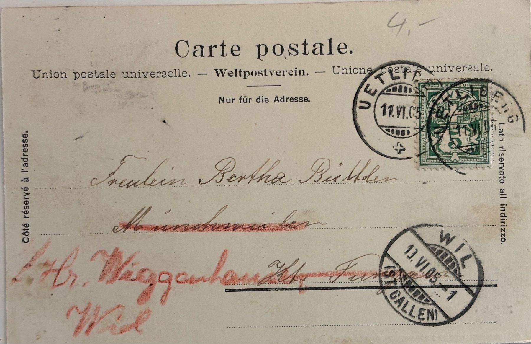 Cartoline postali: Zürich, Uetliberg, 1905 – Usato da Frauenfeld venduto da Merk52 1