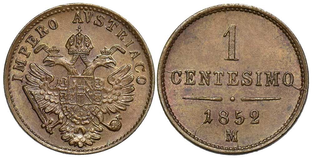 Tutti le monete: Italien Mailand 1 Cent. 1852 AE – Usato da Chiasso venduto da Novamarketing