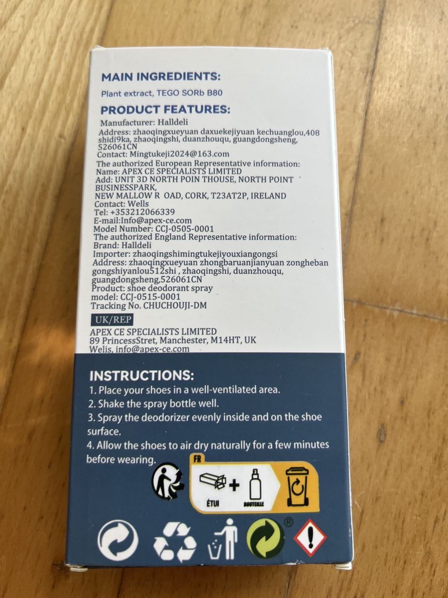 Produits d'entretien: Halldeli Shoe Deodorizer Spray 2 x 120ml ,neu – Neuf avec emballage d'origine à Wohlenschwil par SmokyAnnie 2