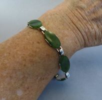 Armband 800 Silber mit Jade Steinen um 1955