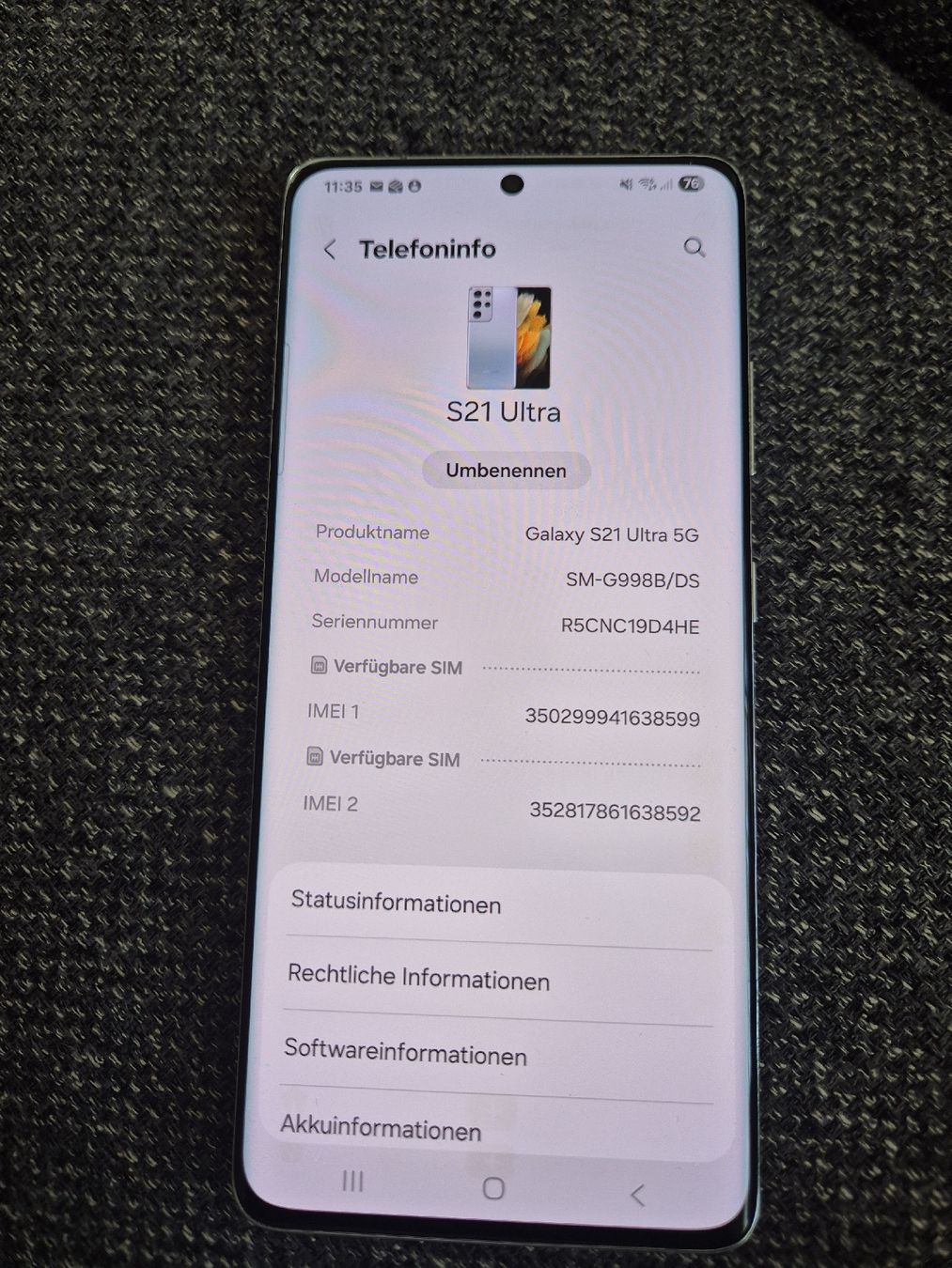 Samsung Handys / Smartphones: Samsung S21 ultra – Gebraucht aus Fischbach-Göslikon von Nuno85