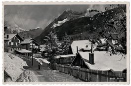 Gryon, partie du village enneigée, circulée 1950