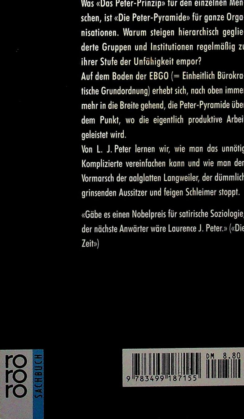 Livres: Die Peter Pyramide TB Rowohlt Verlag 1990 – D'occasion à Reitnau par Zaomir 1