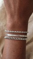 Set di 3 bracciali catena color argento in acciaio