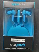 BOOMPODS blaue Ohrhörer mit Mikrofon und Fernbedienung
