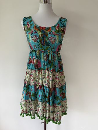 Sommerkleid "Antica Sartoria" Gr. S, türkis, Baumwolle, Hand