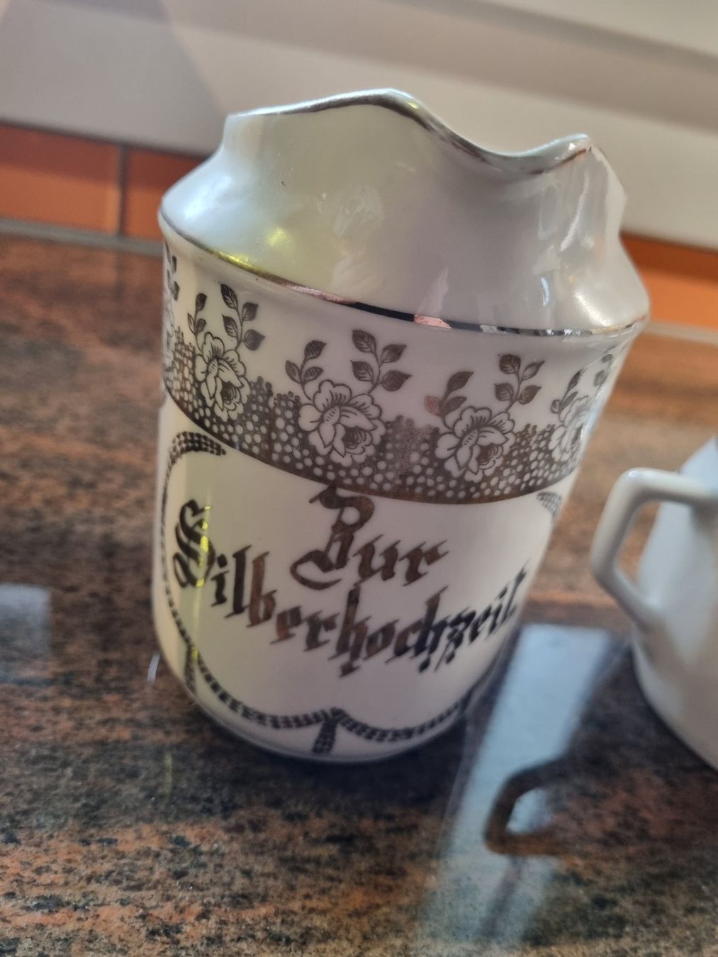 Set di piatti: Zuckerdose & Milchgiesser Set "Zur Silberhochzeit" Deko – Usato da Trachslau venduto da post35 4
