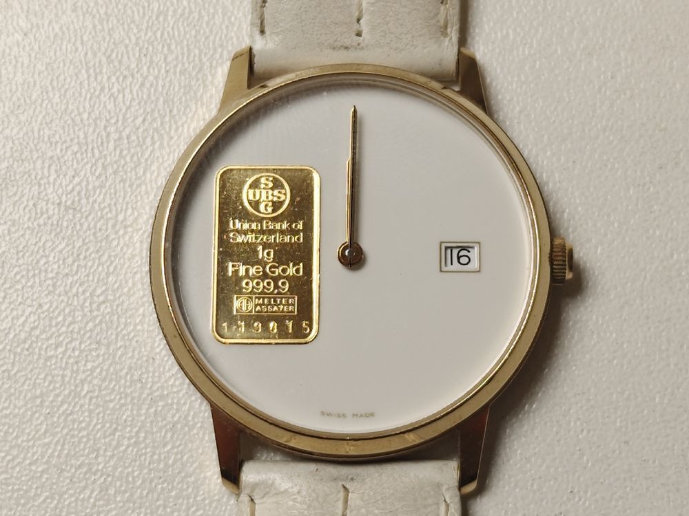 Gold-Uhr mit echtem 1g Goldbarren UBS (V) (D'occasion) à Aarau
