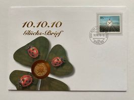 FDC Glücks-Brief Schnapszahl 10.10.10 Münze 2010