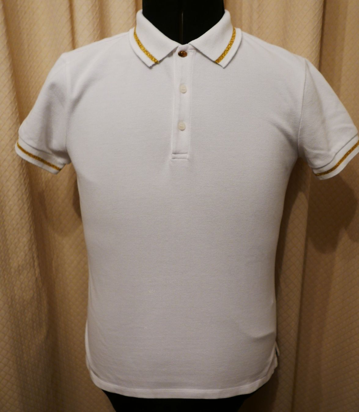 Roberto Cavalli Magliette Polo: Polo ROBERTO CAVALLI CLASS Blanc liseré doré – Usato da Nyon venduto da WHTF 1